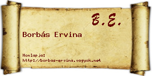 Borbás Ervina névjegykártya